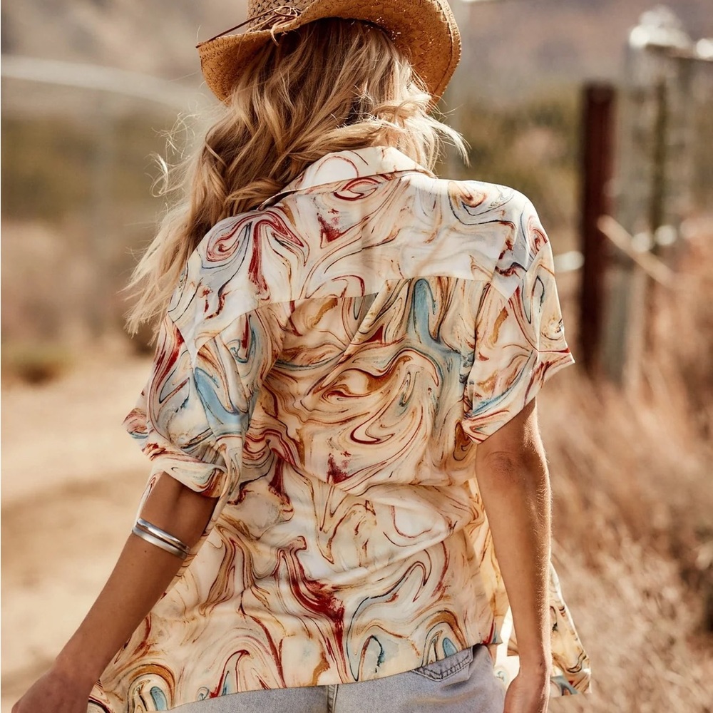 12th Tribe Multicolor Swirl Button Down Shirt - Picture 3 of 4